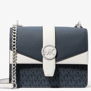 Michael Kors Greenwich Small Color-Block Signature Crossbody Bag Admiral Blue